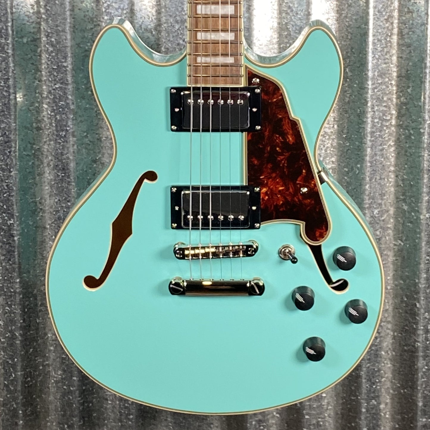 D'Angelico Guitars Premier Mini DC Semi Hollow Body Surf Green Tortoise Pickguard #7306