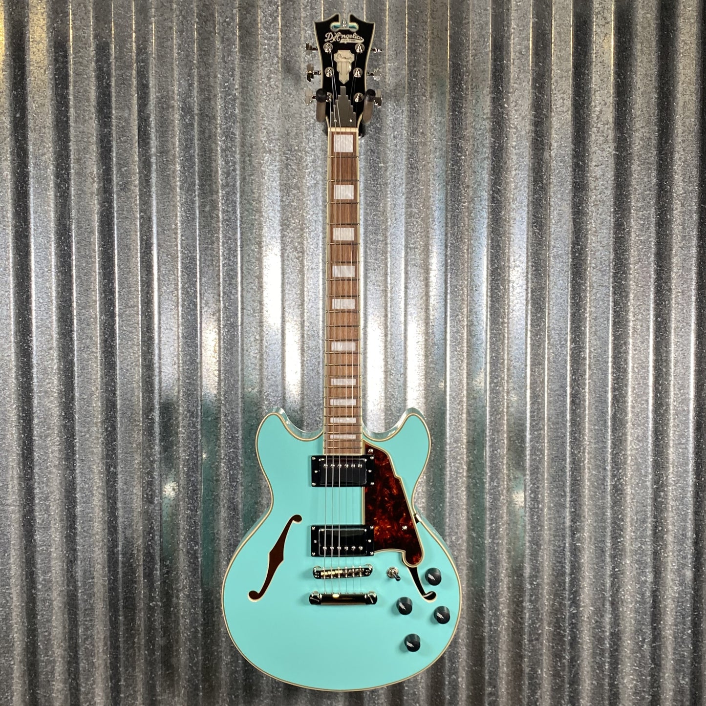 D'Angelico Guitars Premier Mini DC Semi Hollow Body Surf Green Tortoise Pickguard #7306