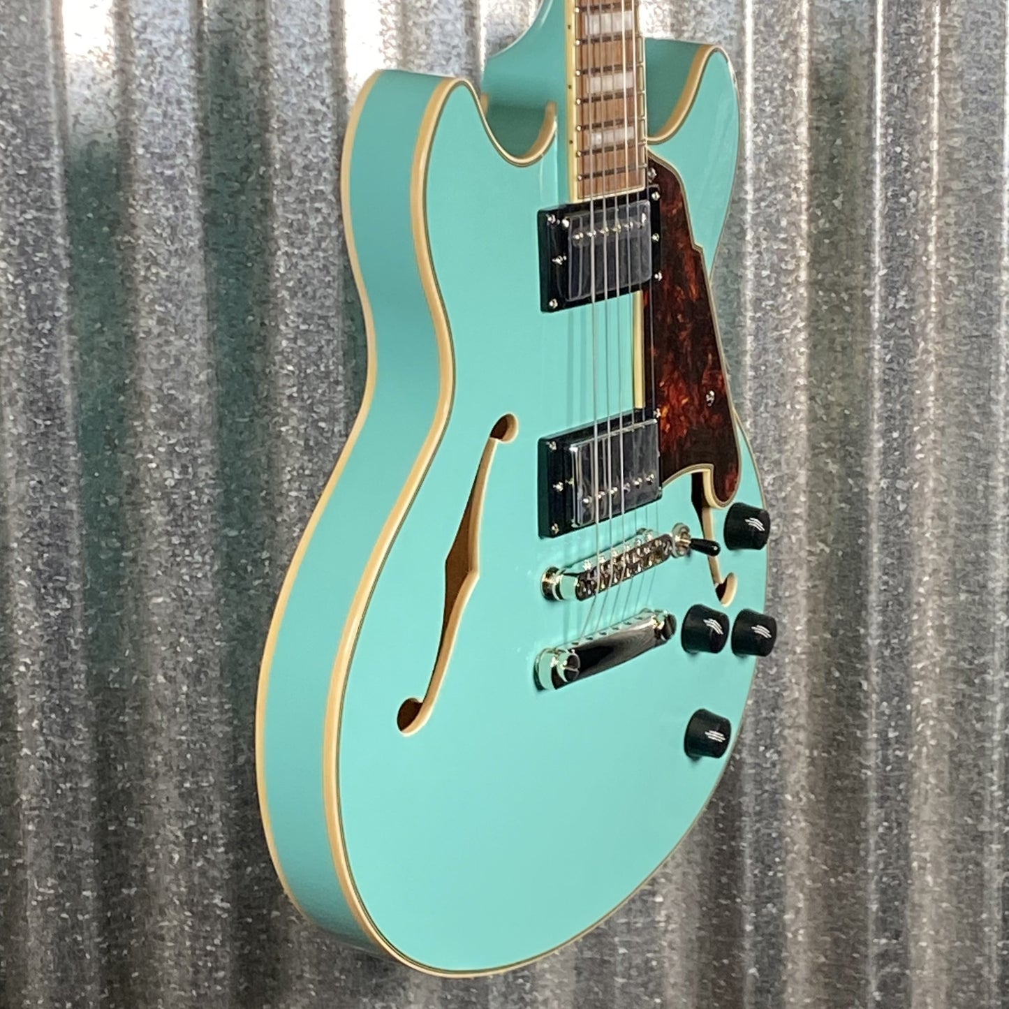 D'Angelico Guitars Premier Mini DC Semi Hollow Body Surf Green Tortoise Pickguard #7306