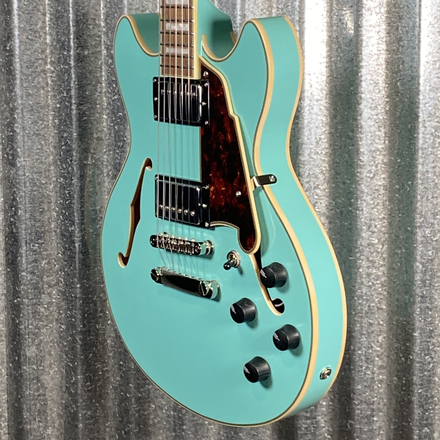 D'Angelico Guitars Premier Mini DC Semi Hollow Body Surf Green Tortoise Pickguard #7306