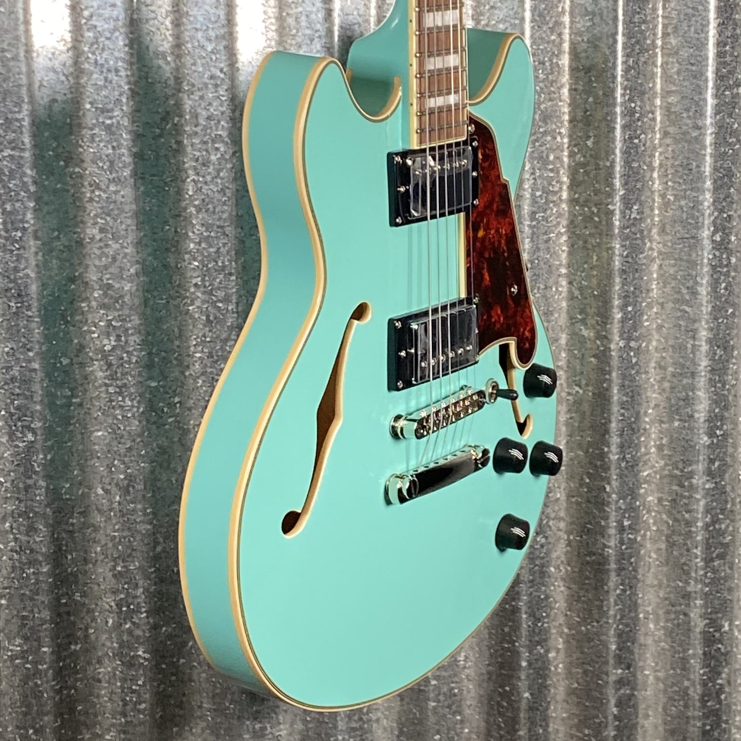 D'Angelico Guitars Premier Mini DC Semi Hollow Body Surf Green Tortoise Pickguard #7321