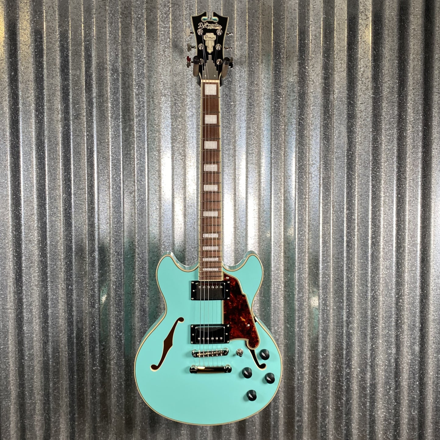 D'Angelico Guitars Premier Mini DC Semi Hollow Body Surf Green Tortoise Pickguard #7318