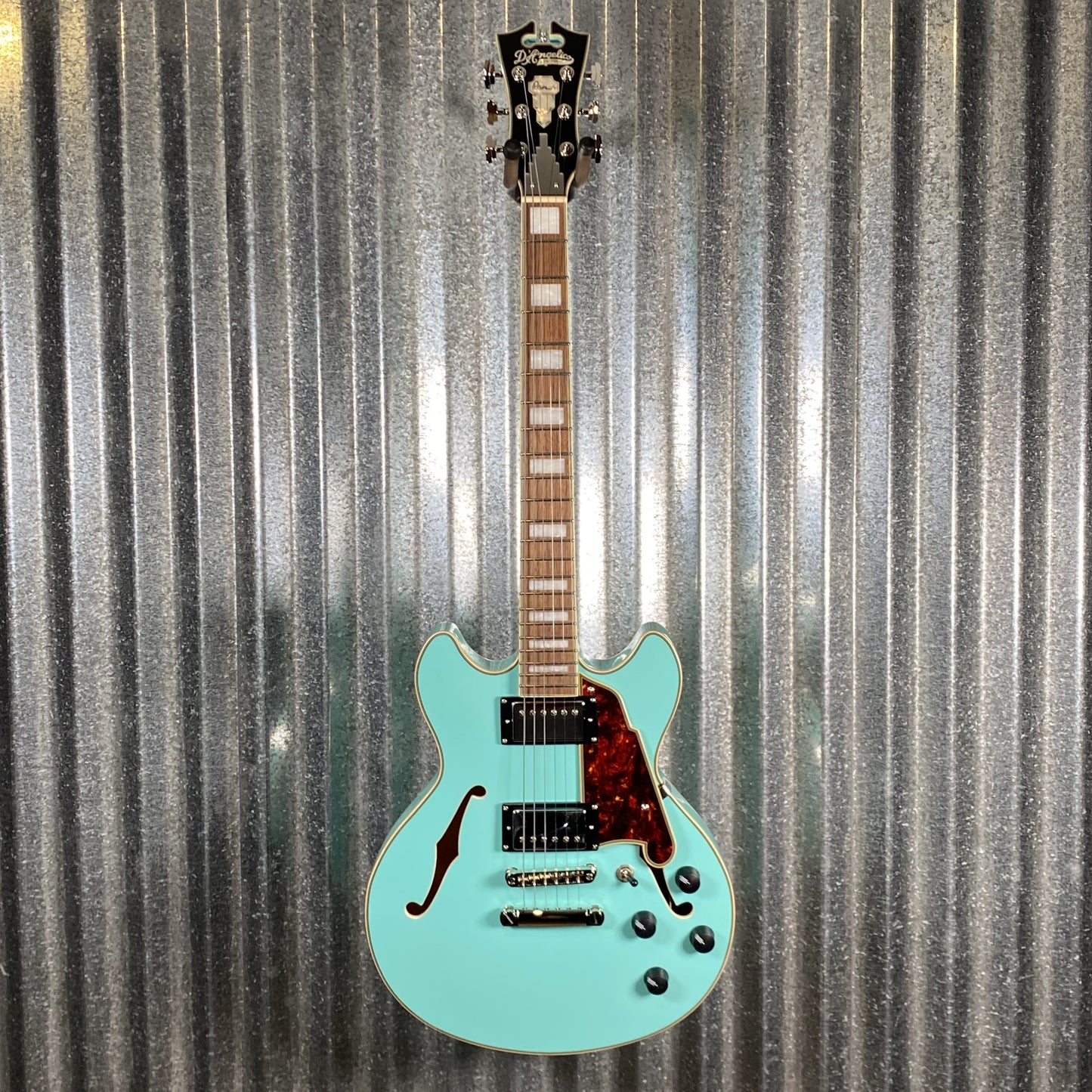 D'Angelico Guitars Premier Mini DC Semi Hollow Body Surf Green Tortoise Pickguard #7304