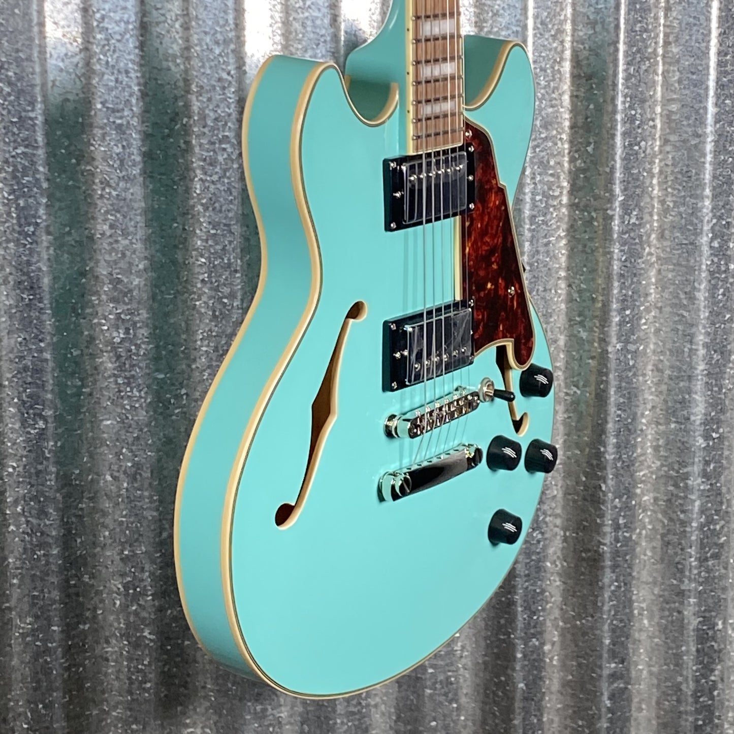 D'Angelico Guitars Premier Mini DC Semi Hollow Body Surf Green Tortoise Pickguard #7304