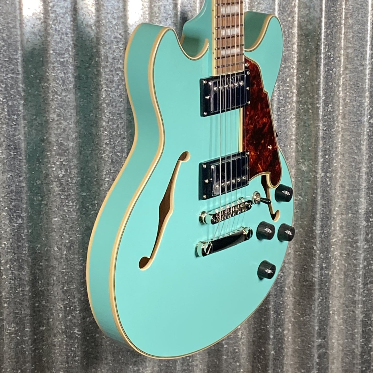 D'Angelico Guitars Premier Mini DC Semi Hollow Body Surf Green Tortoise Pickguard #7307