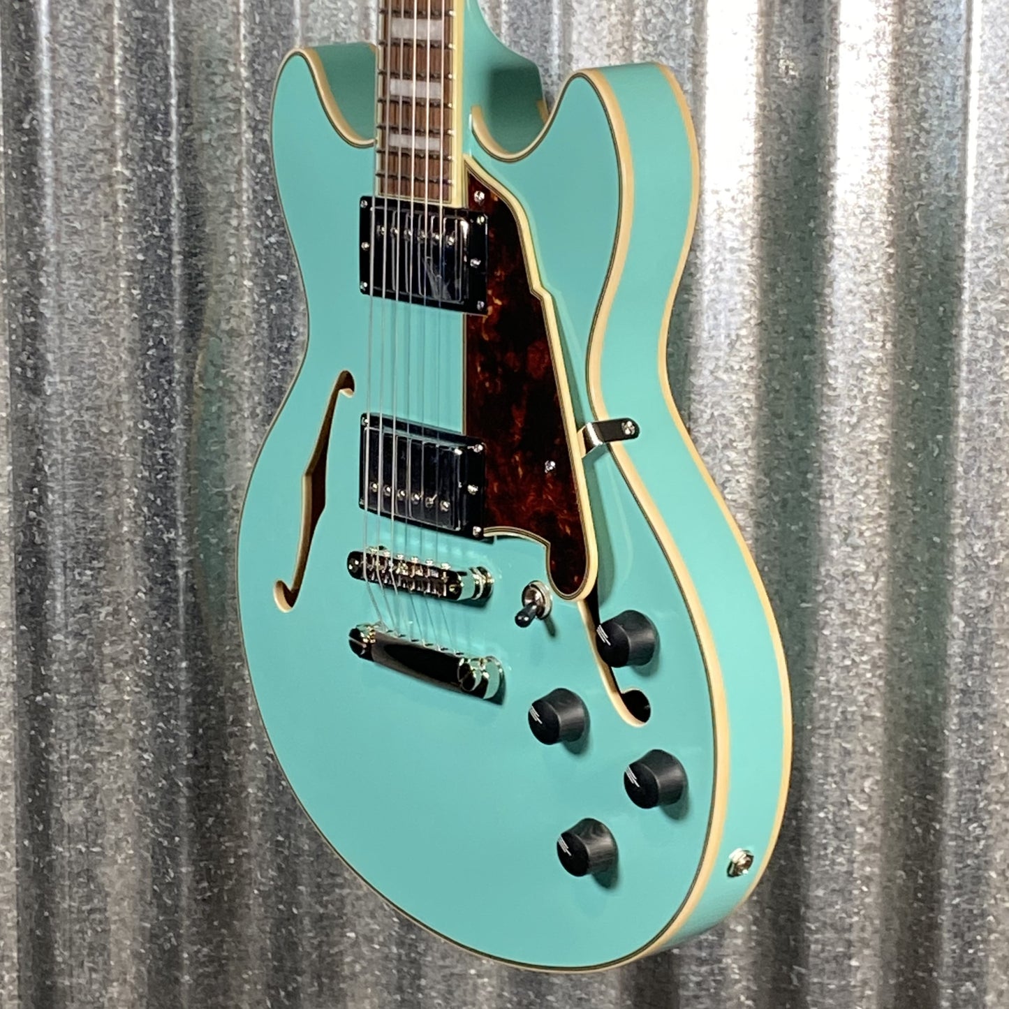 D'Angelico Guitars Premier Mini DC Semi Hollow Body Surf Green Tortoise Pickguard #7322