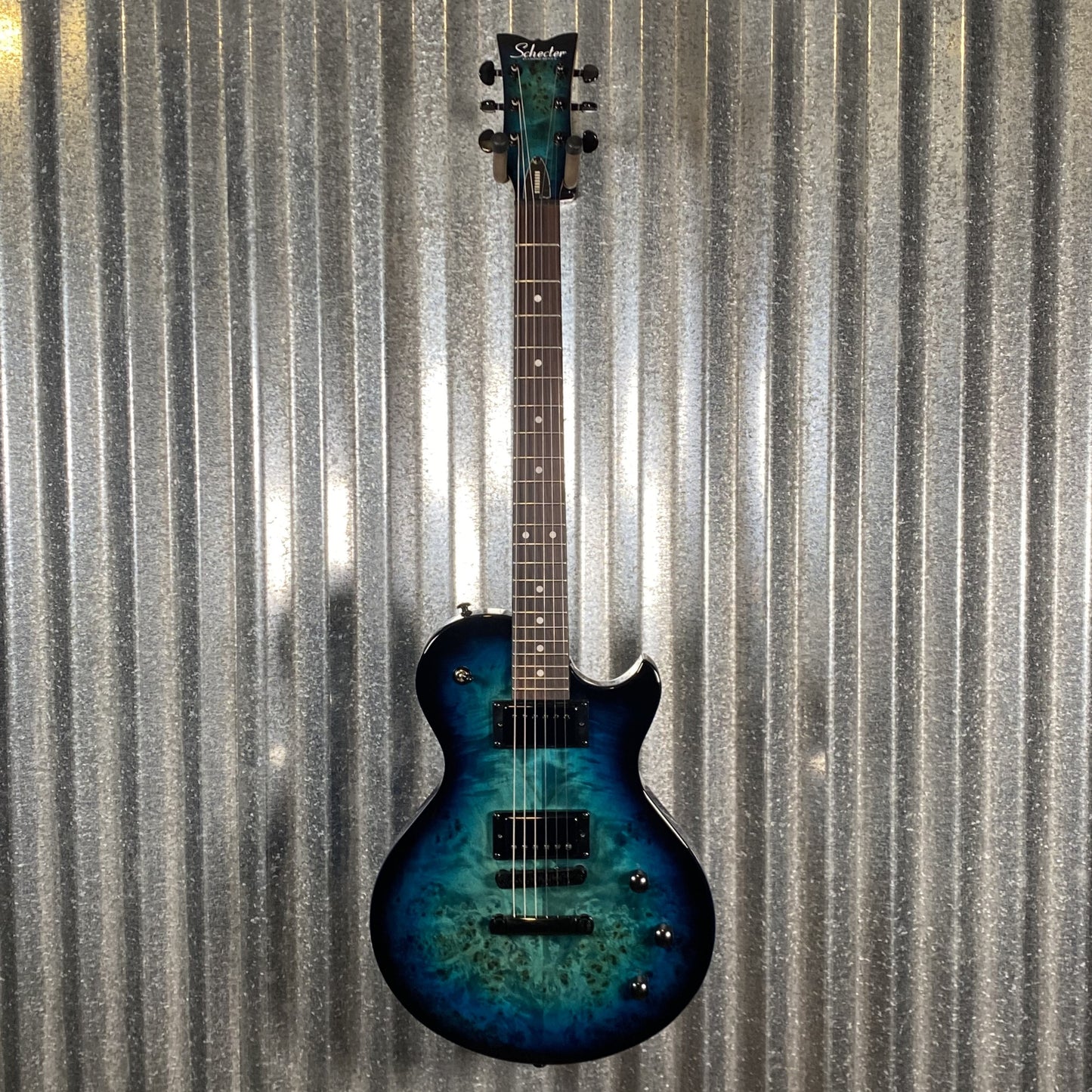 Schecter Solo-II Standard Ocean Blue Burst Burl Guitar #0816