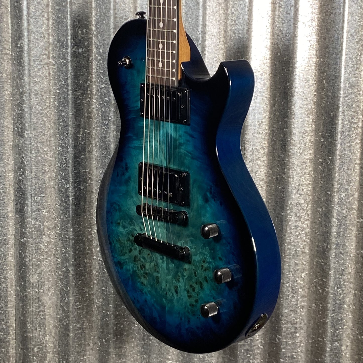 Schecter Solo-II Standard Ocean Blue Burst Burl Guitar #0816
