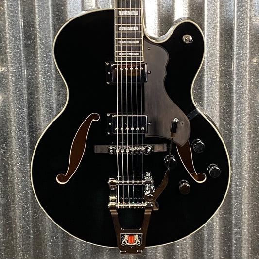 Hagstrom Tremar HJ-500 Hollow Body Guitar Gloss Black & Case #0450 Used