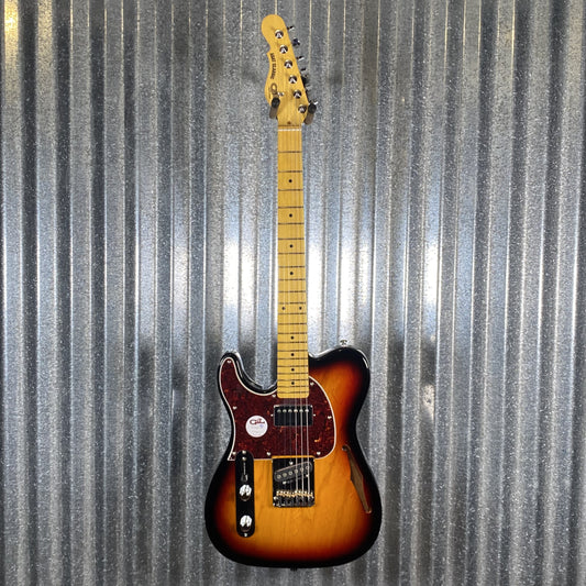 G&L Tribute ASAT Classic Bluesboy Semi Hollow Body Left Hand 3 Tone Sunburst Guitar #4504 Used