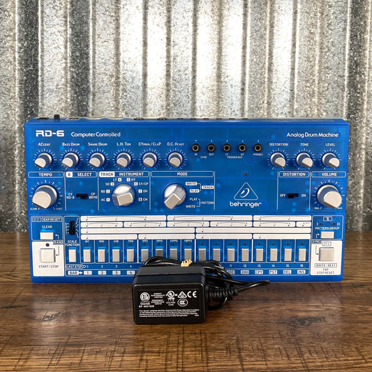 Behringer RD-6 BB Analog Drum Machine Sequencer Transparent Blue Used