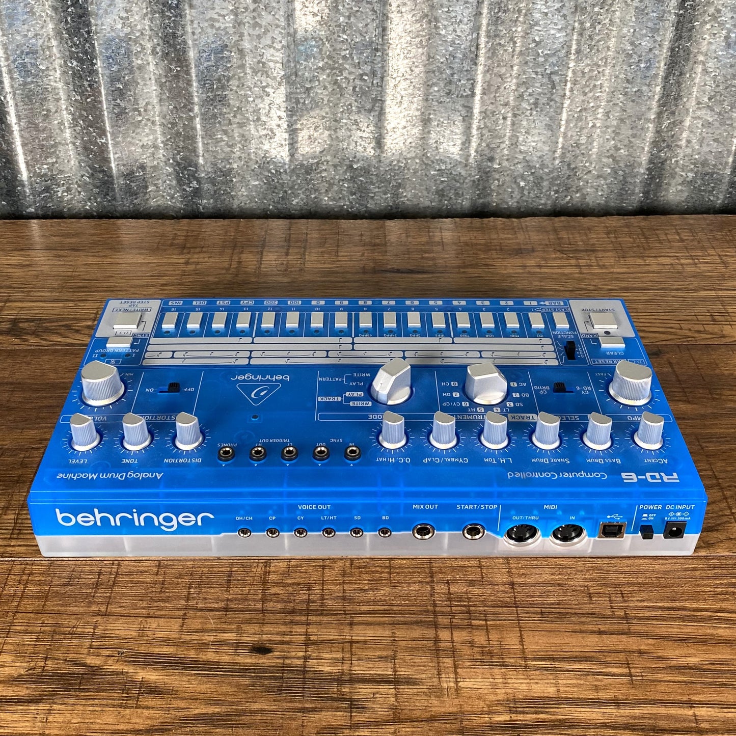Behringer RD-6 BB Analog Drum Machine Sequencer Transparent Blue Used
