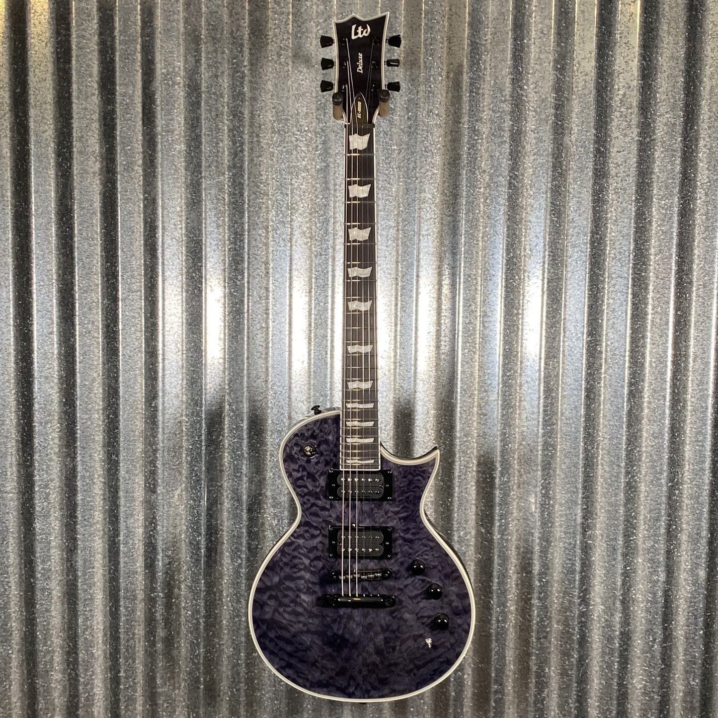 ESP LTD EC-1000 Piezo Bridge Quilt Top See Through Black Guitar #0990 Used