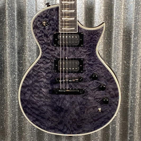 ESP LTD EC-1000 Piezo Bridge Quilt Top See Through Black Guitar #0990 Used