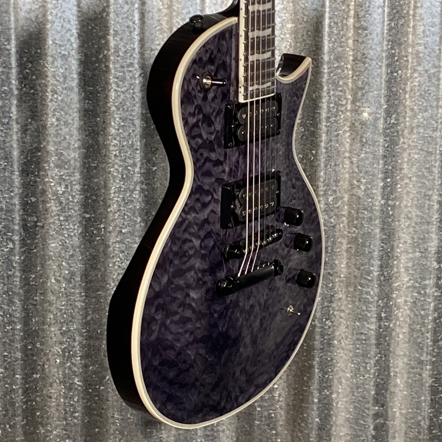 ESP LTD EC-1000 Piezo Bridge Quilt Top See Through Black Guitar #0990 Used