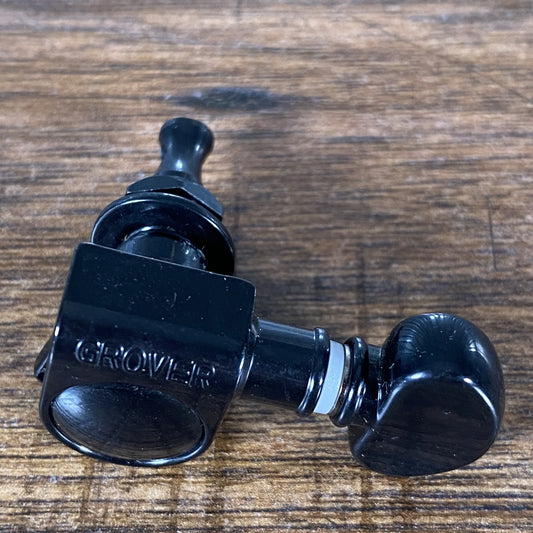 Grover Mid Size Rotomatics 305-6 String In Line Tuning Machine Set Black Used