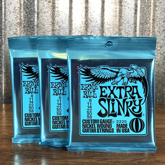 Ernie Ball 2225 Extra Slinky  8-38 Custom Gauge Electric Guitar String Set 3 Pack