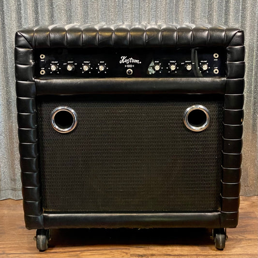 Kustom K100C-6 Tuck and Roll 15" Two Channel 50 Watt Solid State Vintage Guitar Bass Amplifier Combo Black Used