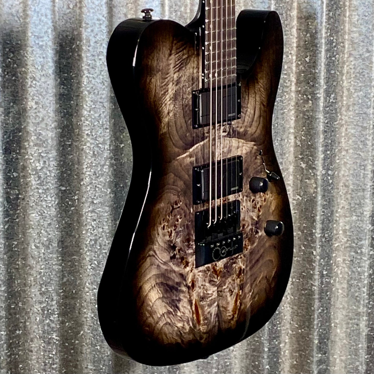 ESP LTD TE-1000 Evertune Burl Charcoal Burst Fluence Guitar TE1000ETBPCHB #0856 Used
