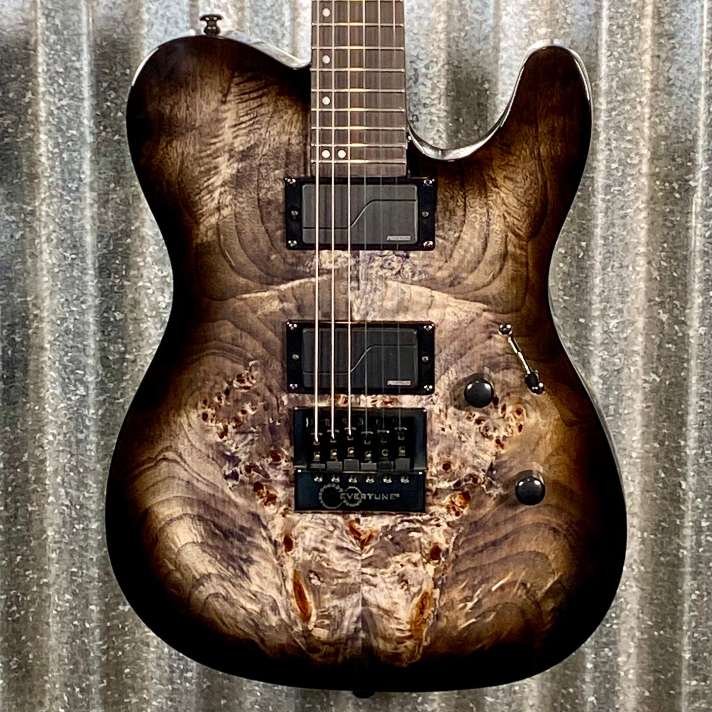 ESP LTD TE-1000 Evertune Burl Charcoal Burst Fluence Guitar TE1000ETBPCHB #0856 Used