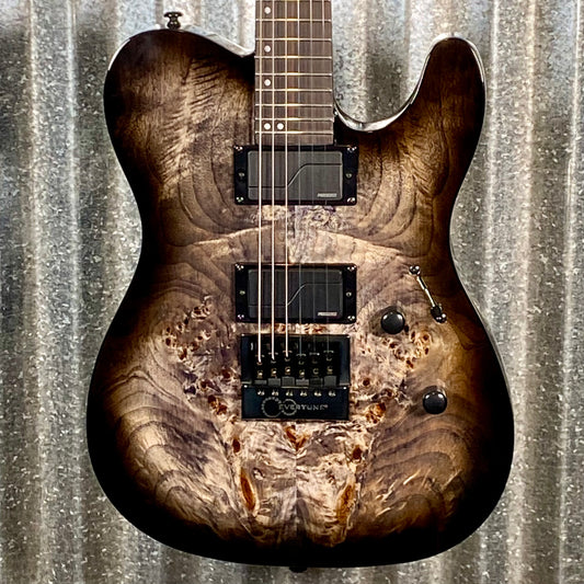 ESP LTD TE-1000 Evertune Burl Charcoal Burst Fluence Guitar TE1000ETBPCHB #0856 Used