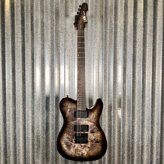ESP LTD TE-1000 Evertune Burl Charcoal Burst Fluence Guitar TE1000ETBPCHB #0856 Used