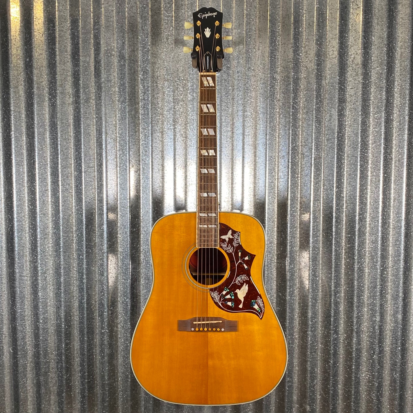 Epiphone Inspired by Gibson Hummingbirg Acoustic Electric Natural Guitar & Case #6326 Used