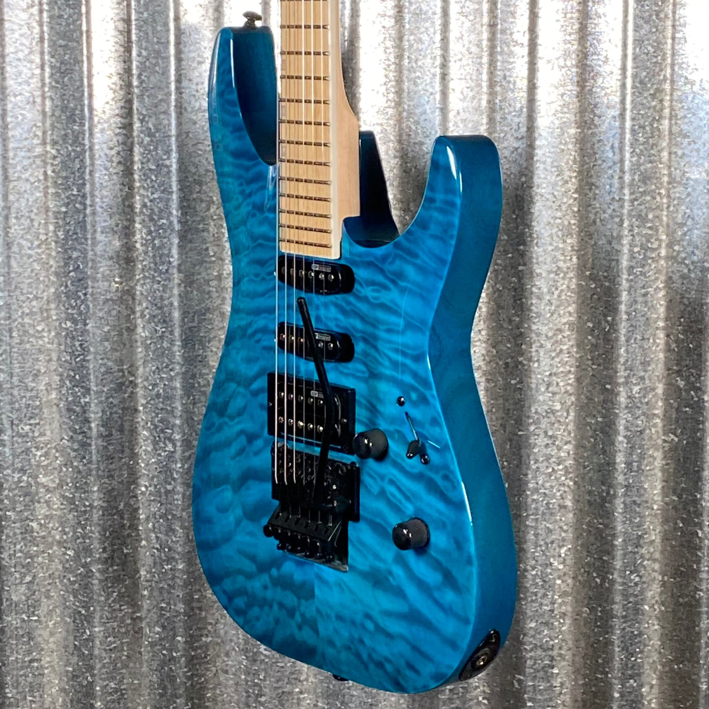 ESP LTD MH-203QM See Thru Blue Quilt Top Guitar MH203QMSTB #0100 Used