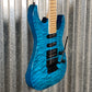 ESP LTD MH-203QM See Thru Blue Quilt Top Guitar MH203QMSTB #0100 Used