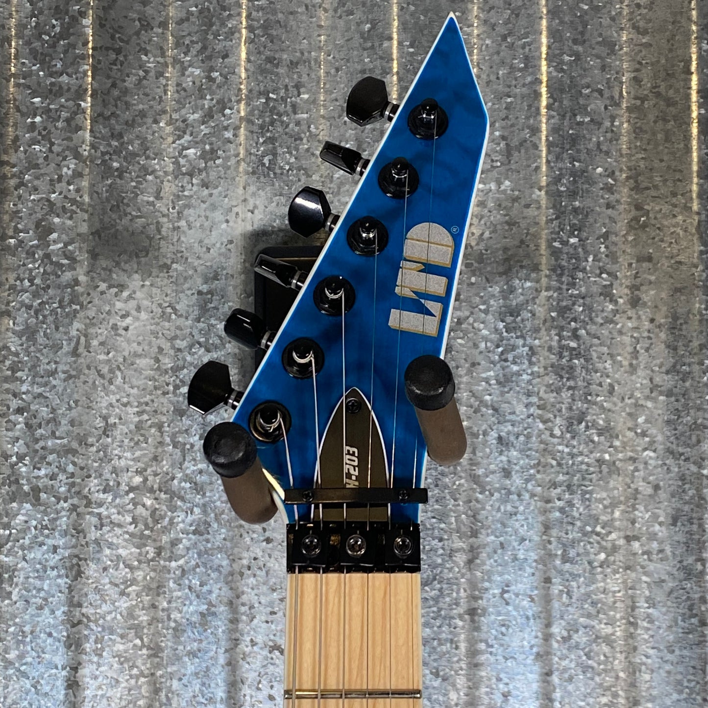 ESP LTD MH-203QM See Thru Blue Quilt Top Guitar MH203QMSTB #0100 Used