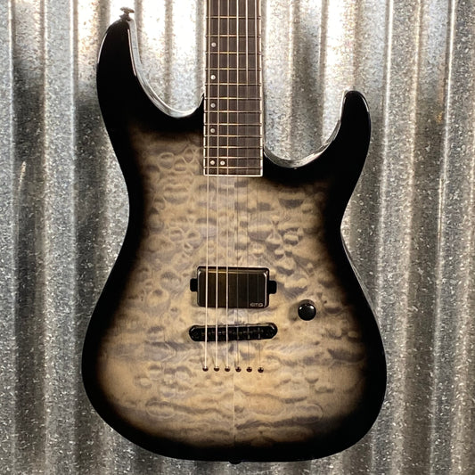 ESP LTD M-1001 Neck Thru Quilt Top Charcoal Burst EMG LM1001NTQMCHB #0448 Used