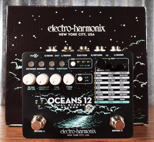 Electro-Harmonix EHX Oceans 12 Dual Stereo Reverb Guitar Effect Pedal Demo