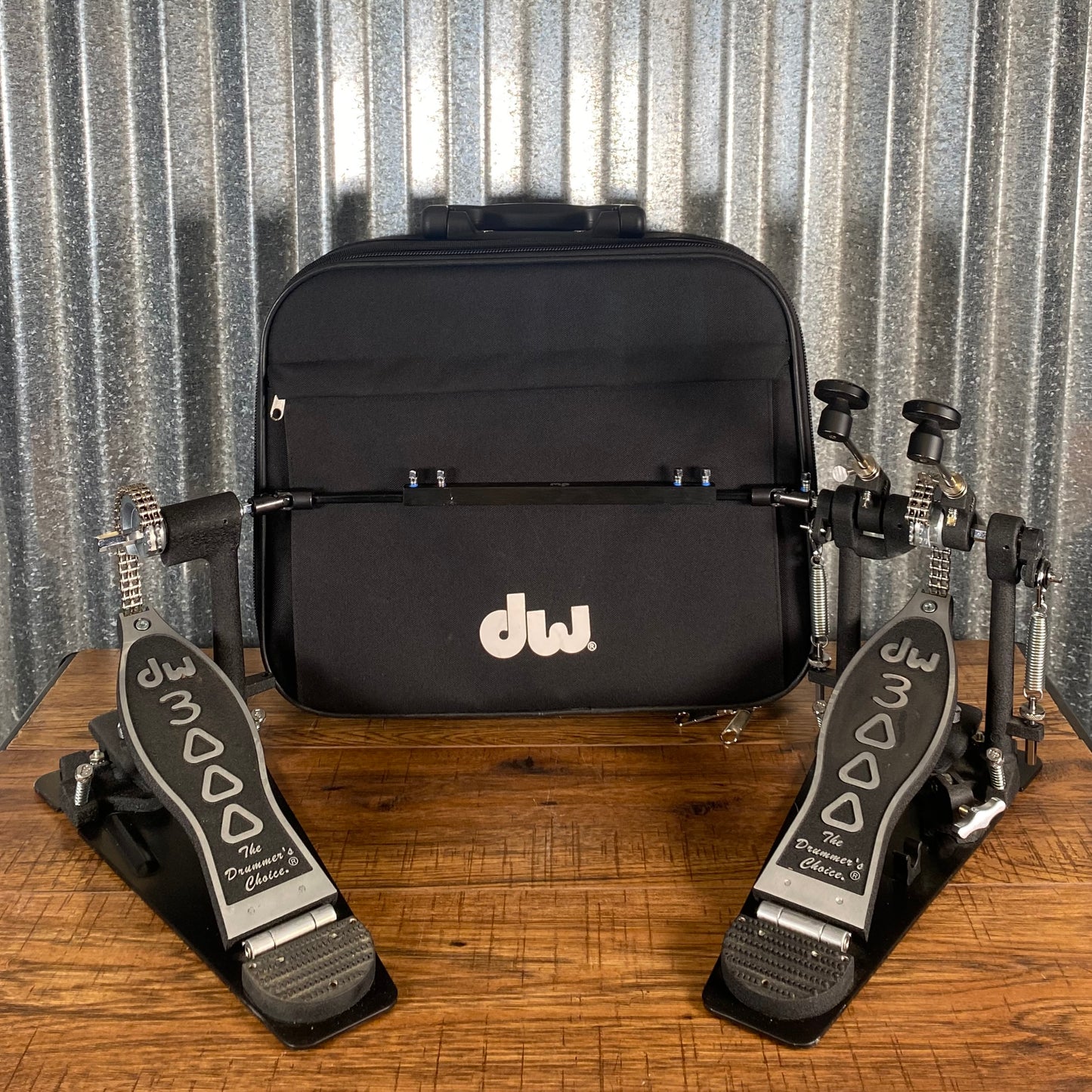 DW 3000 Series Double Bass Drum Pedal & Bag DWCP3002A Used