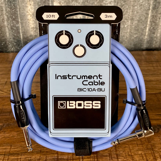 Boss BIC-10A-BU 10' / 3m Right Angle to Straight 1/4" Guitar Instrument Cable BLUE