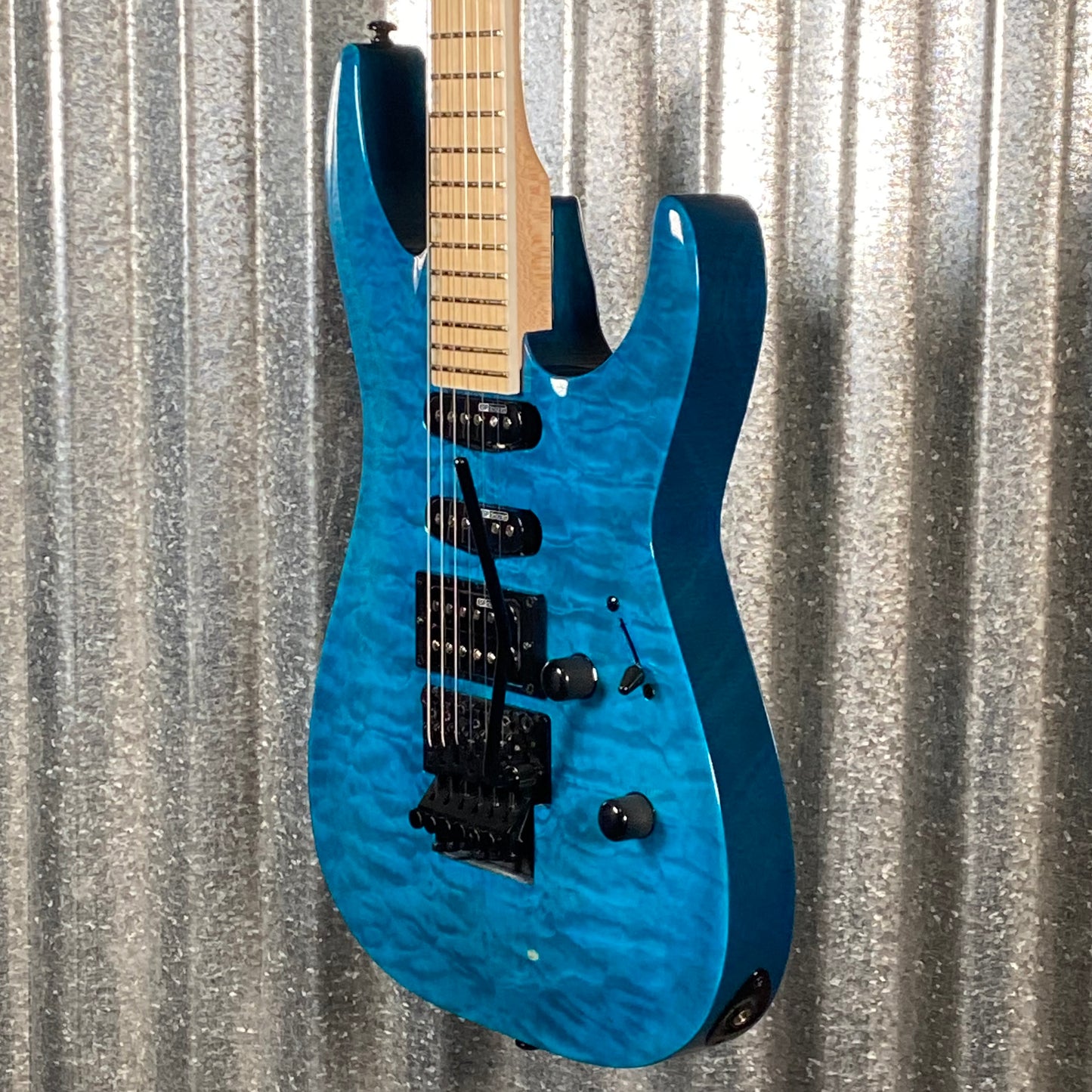 ESP LTD MH-203QM See Thru Blue Quilt Top Guitar MH203QMSTB #0106 Used