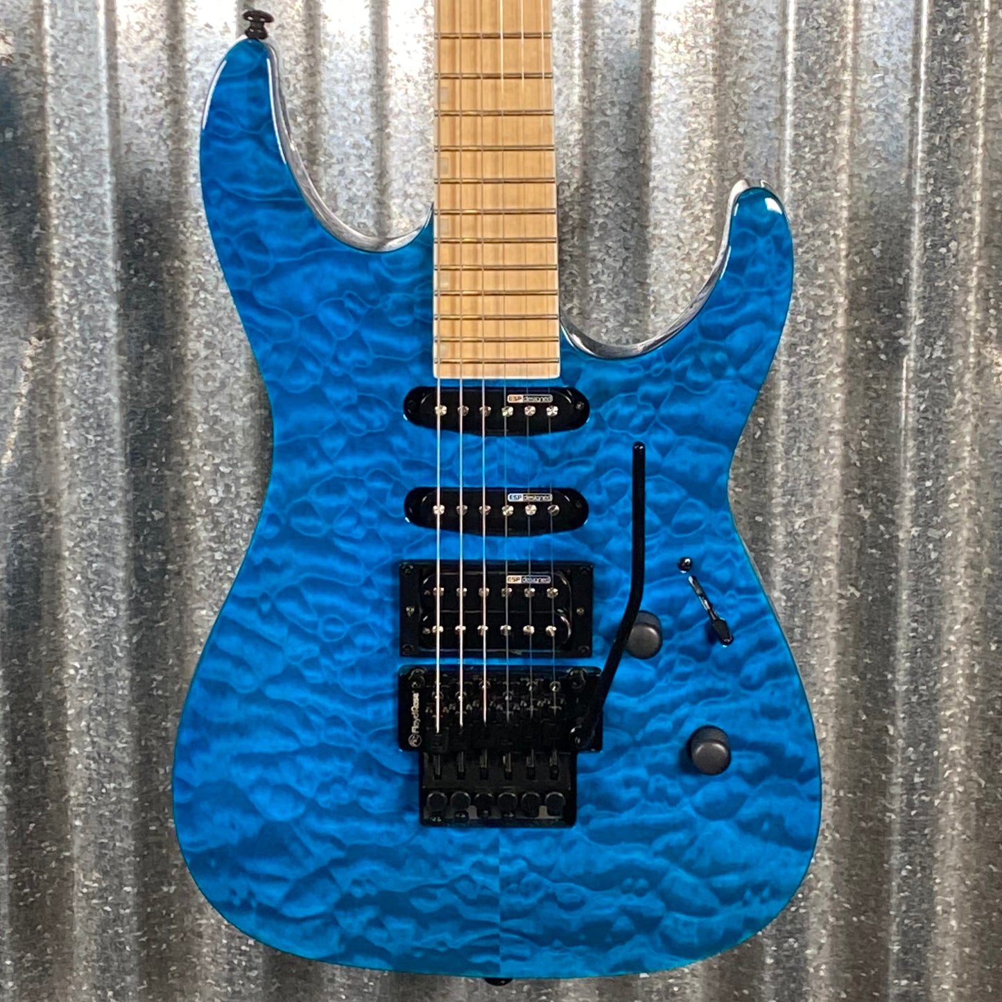 ESP LTD MH-203QM See Thru Blue Quilt Top Guitar MH203QMSTB #2634 Used
