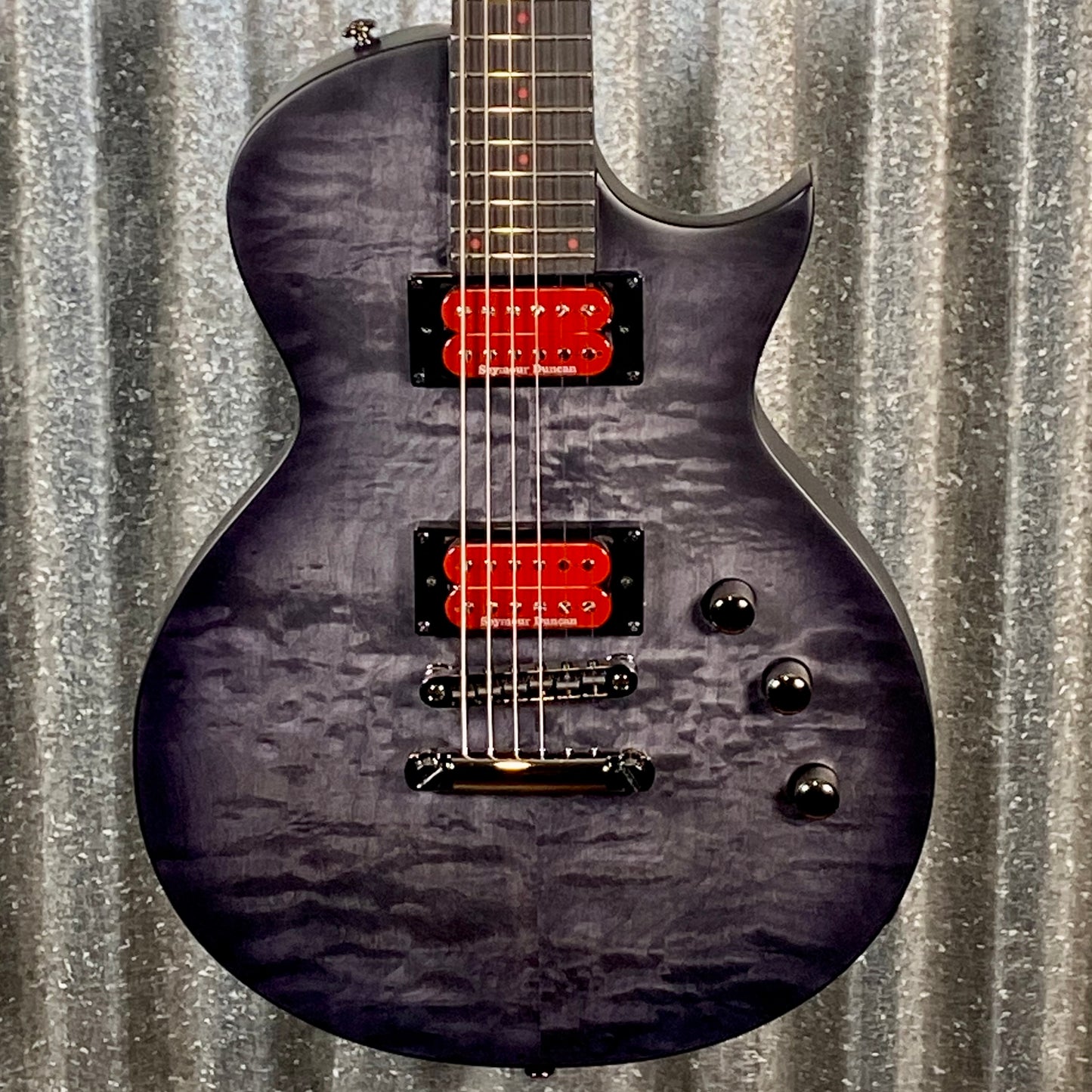 ESP LTD BB-600B Ben Burnley Baritone Quilt Top See Through Black Satin Guitar & Case #0403 Used