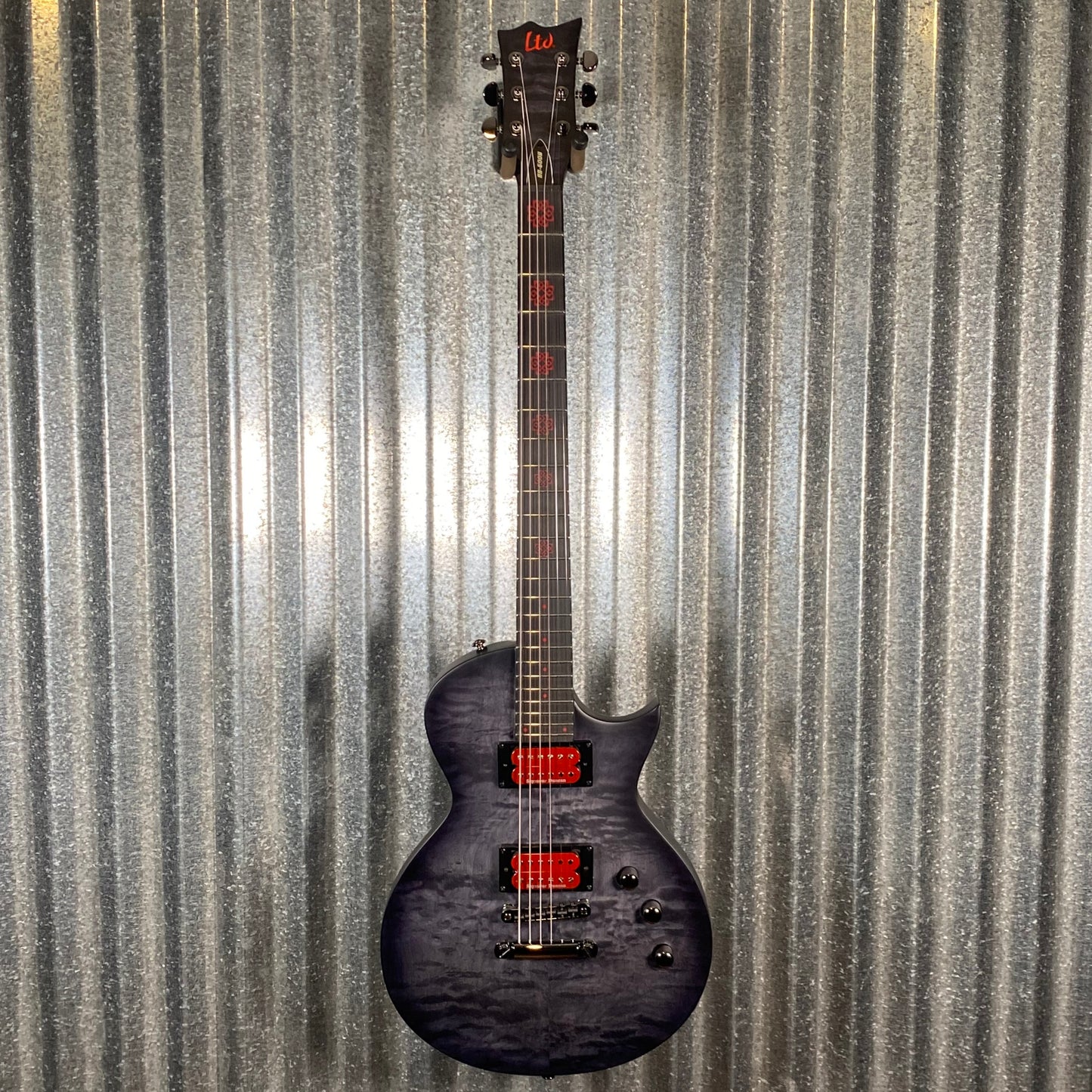 ESP LTD BB-600B Ben Burnley Baritone Quilt Top See Through Black Satin Guitar & Case #0403 Used