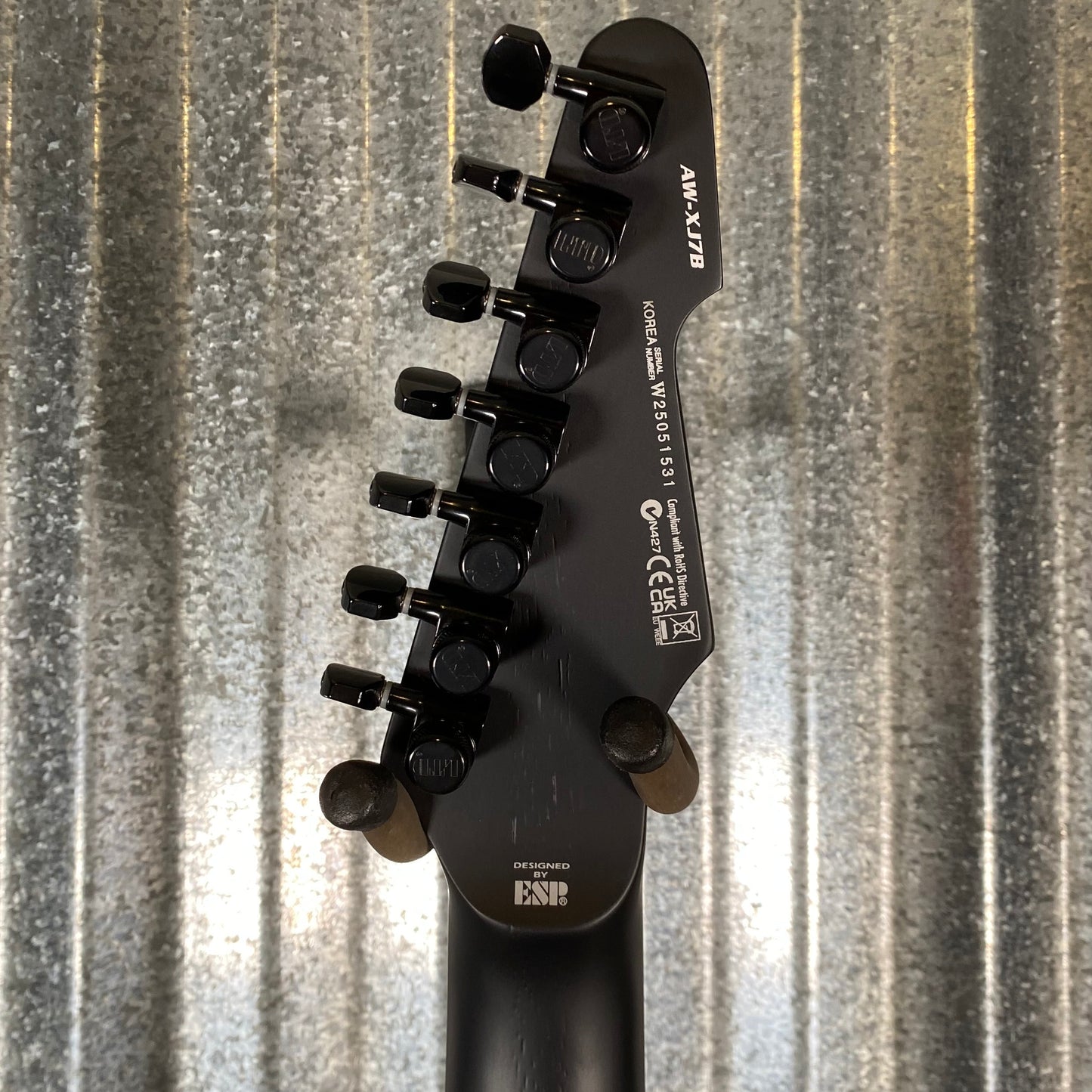 ESP LTD Alex Wade XJ 7 String Baritone Evertune Black Satin Guitar & Case LAWXJ7BETOGB #1531 Used