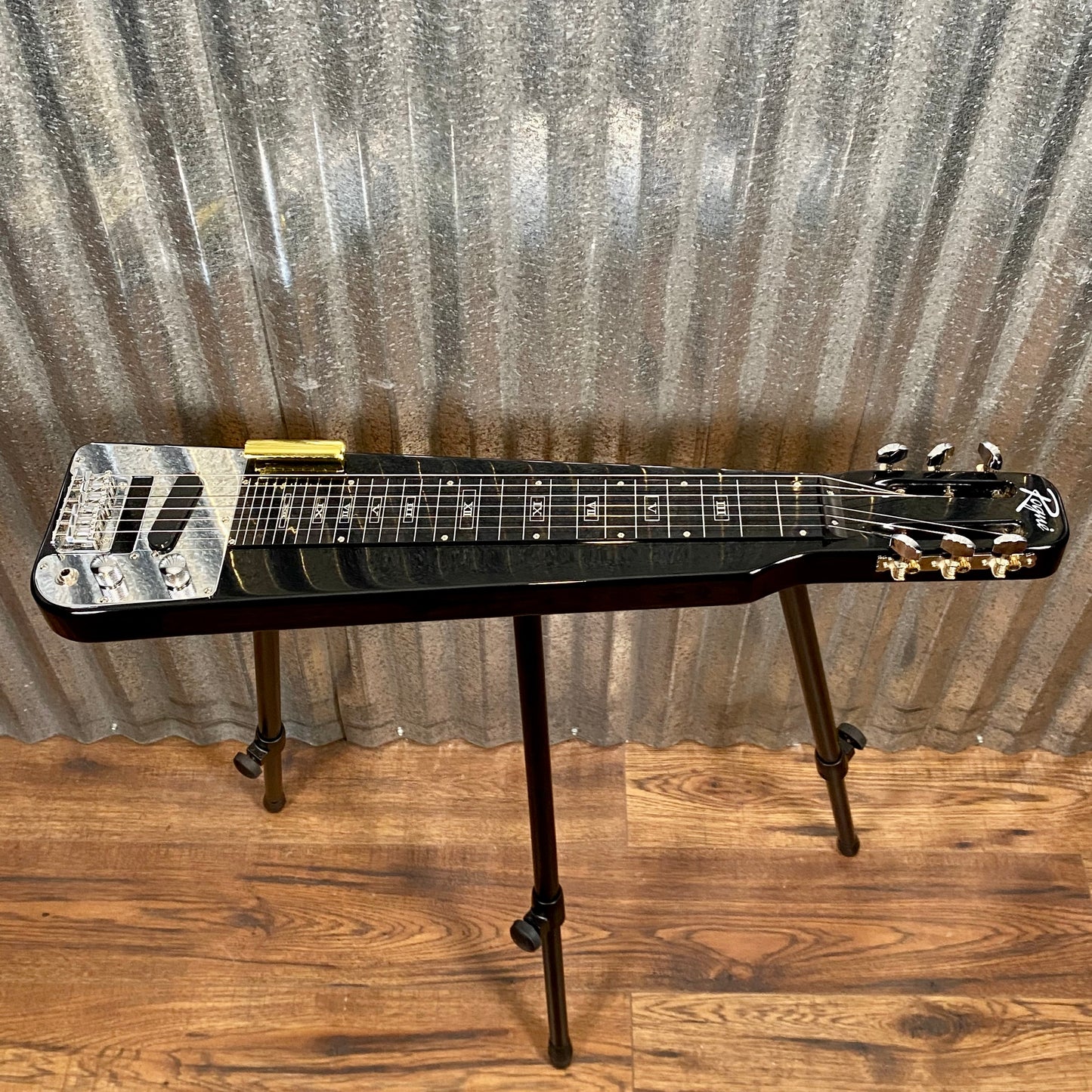 Rogue RLS-1 Lap Steel Guitar & Stand Black Metallic & Bag Used