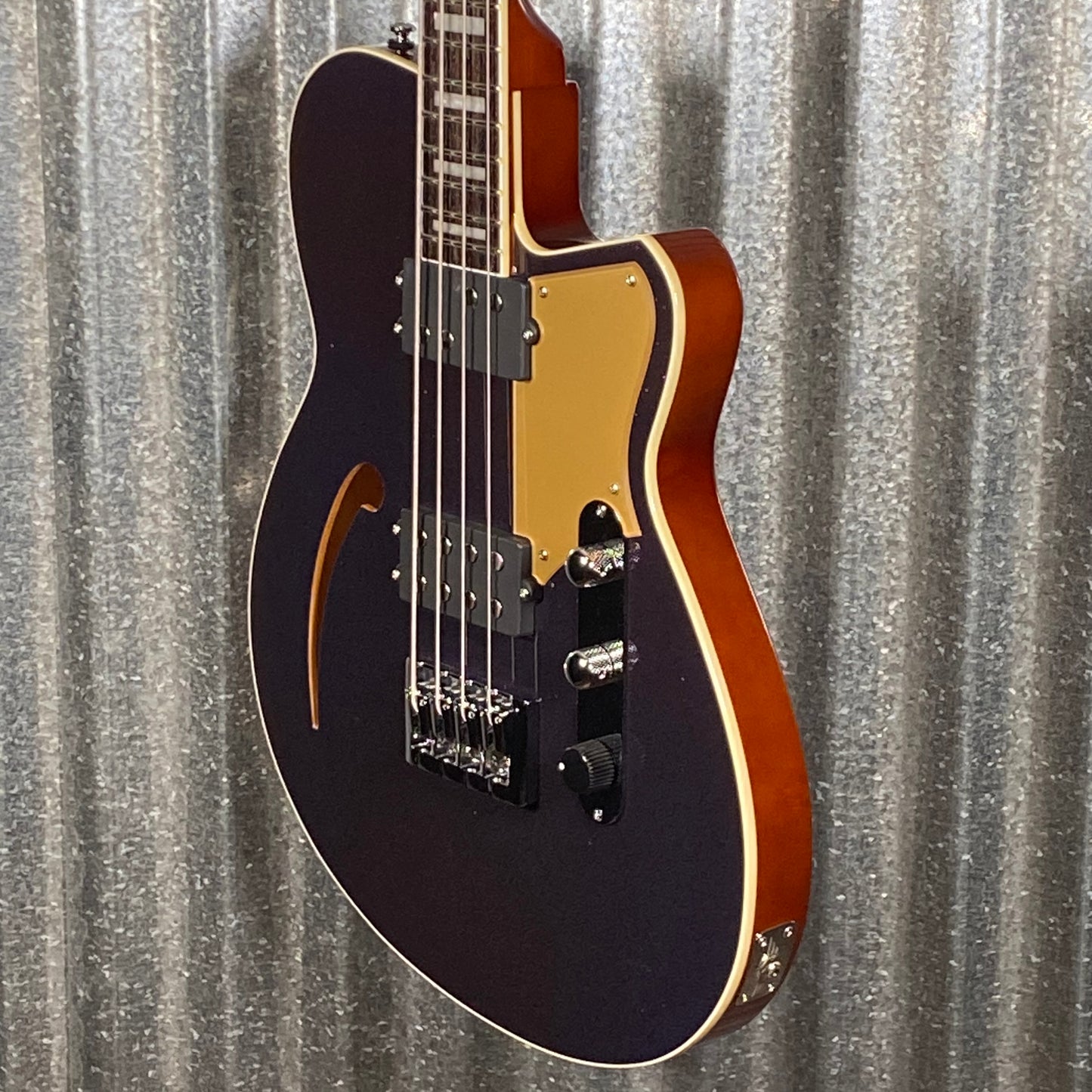 Reverend Linh Le Linhbacker Semi Hollow Short Scale 4 String Bass Purple Sparkle #69201