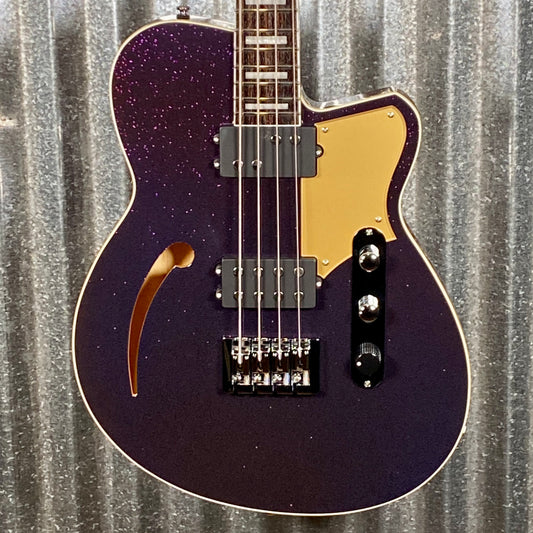 Reverend Linh Le Linhbacker Semi Hollow Short Scale 4 String Bass Purple Sparkle #69201