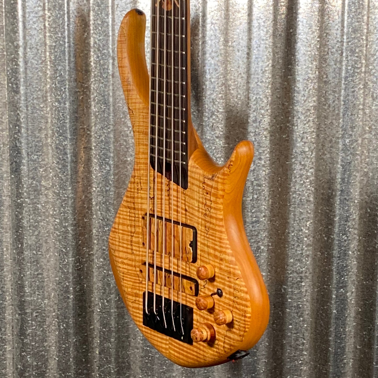 Warrior DM5 Dran Michael 5 String Natural Spalted Bass & Case #177 Used