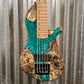 Tom Martinson 5 String Bass Buckeye Burl Aqua Resin Bass & Bag #24 Used