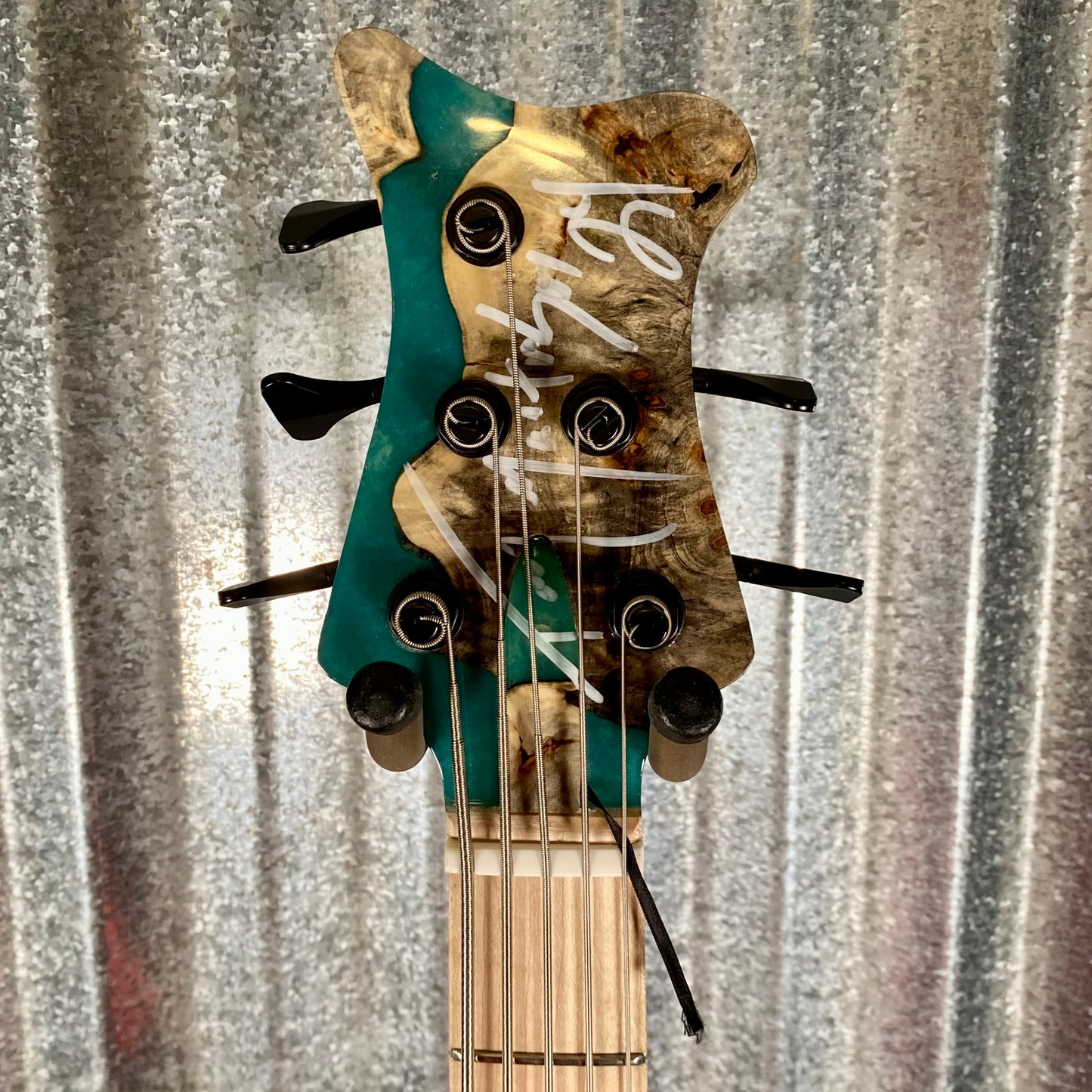 Tom Martinson 5 String Bass Buckeye Burl Aqua Resin Bass & Bag #24 Used