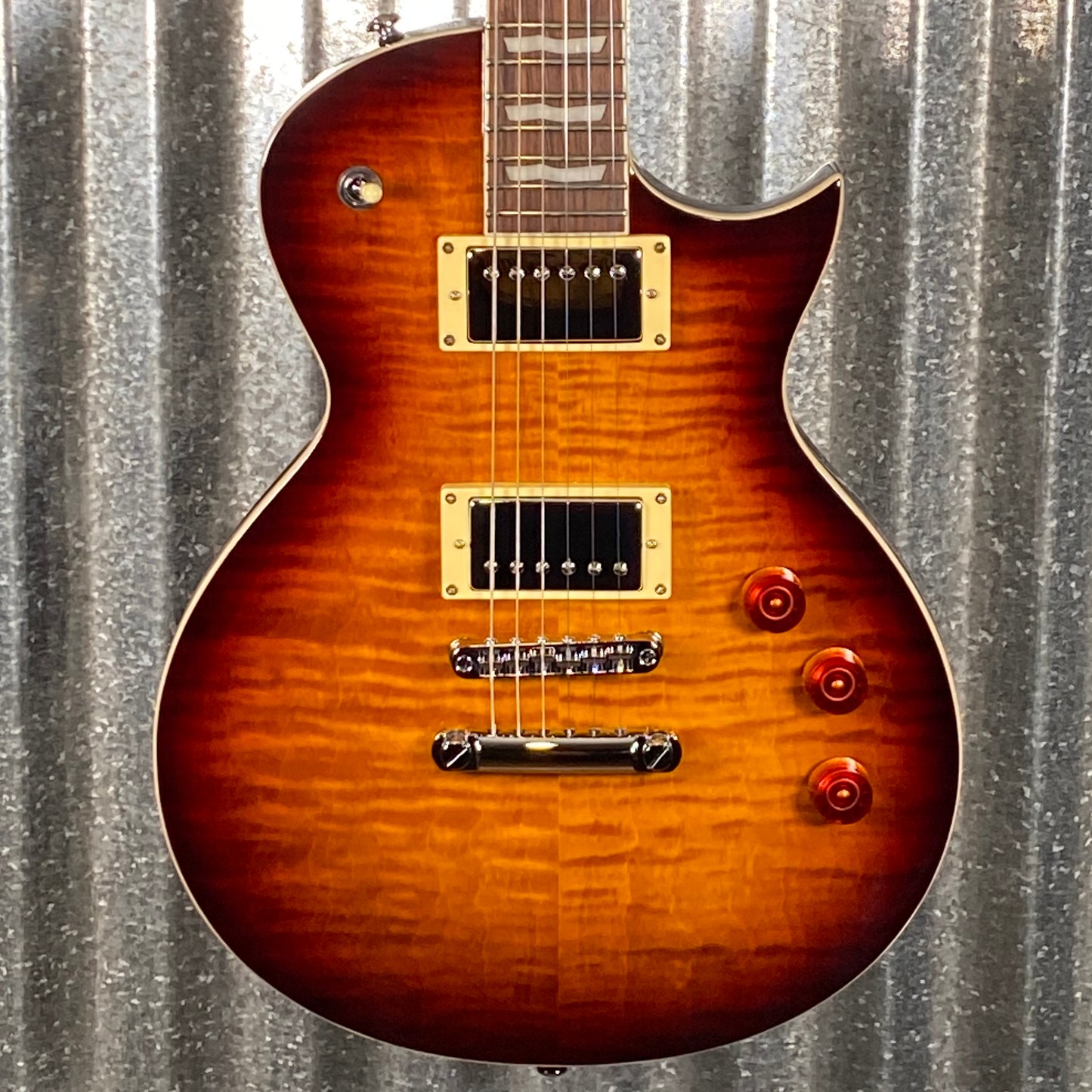 ESP LTD EC-256 Flame Dark Brown Sunburst Guitar LEC256FMDBSB #0670 Used