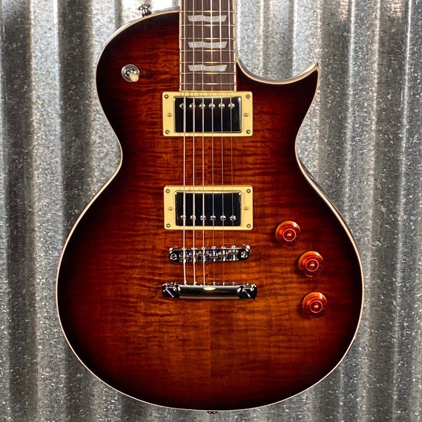 ESP LTD EC-256 Flame Dark Brown Sunburst Guitar LEC256FMDBSB #3005 Used