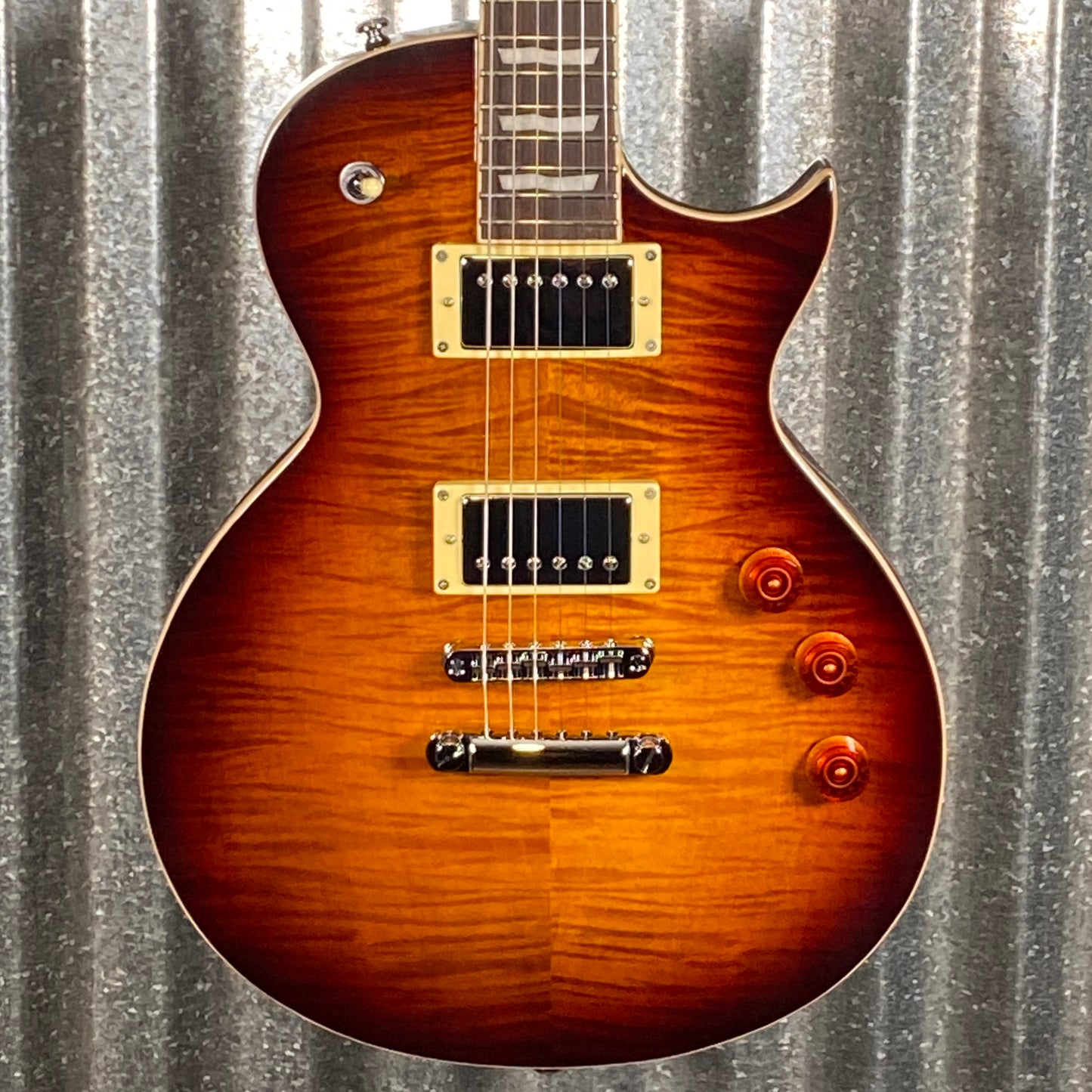 ESP LTD EC-256 Flame Dark Brown Sunburst Guitar LEC256FMDBSB #1460 Used