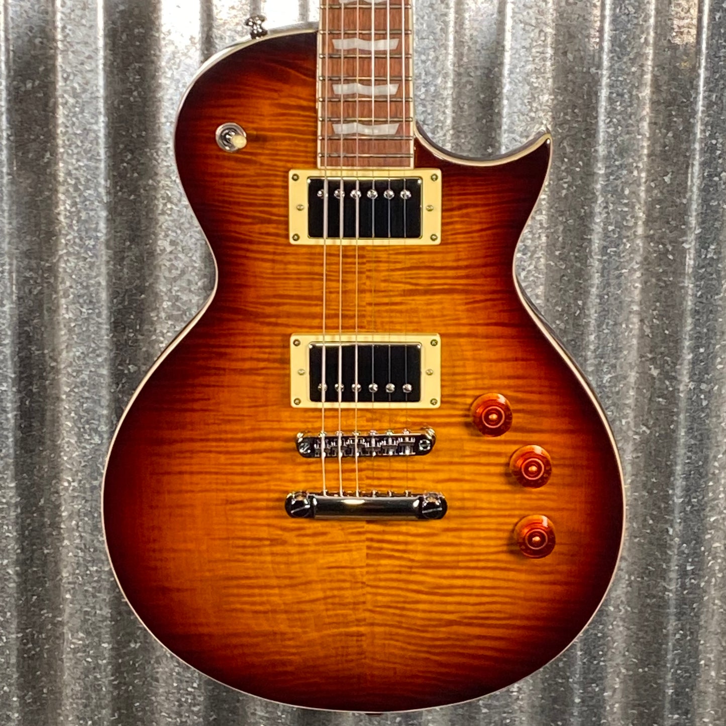 ESP LTD EC-256 Flame Dark Brown Sunburst Guitar LEC256FMDBSB #2369 Used