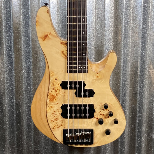 Schecter Reaper 5 String Bass Poplar Burl Top Natural Satin #1783